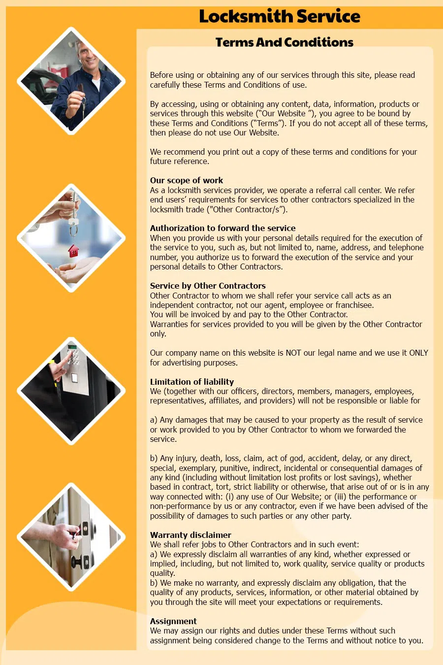 Highwood Locksmith Store, Highwood, IL 847-597-6206 - Terms